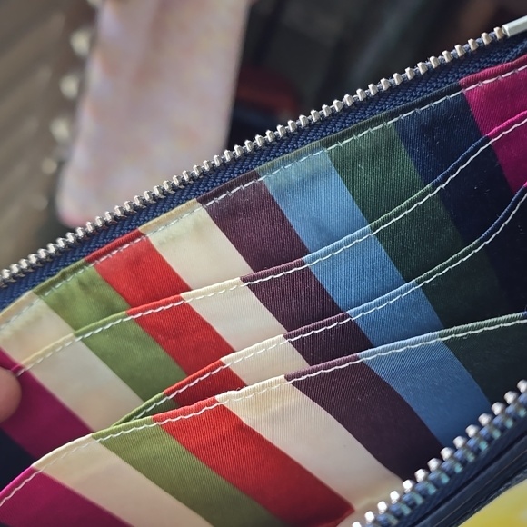 Coach Handbags - Coach DENIM POPPY Legacy LINED large Wristlet. Fits Iphone RARE